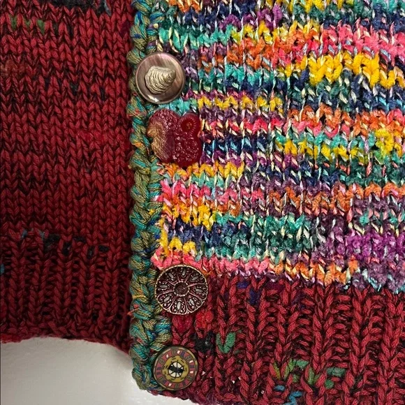Hand Crafted Multicolor Knit Women's Cardigan Vest - Picture 9 of 12